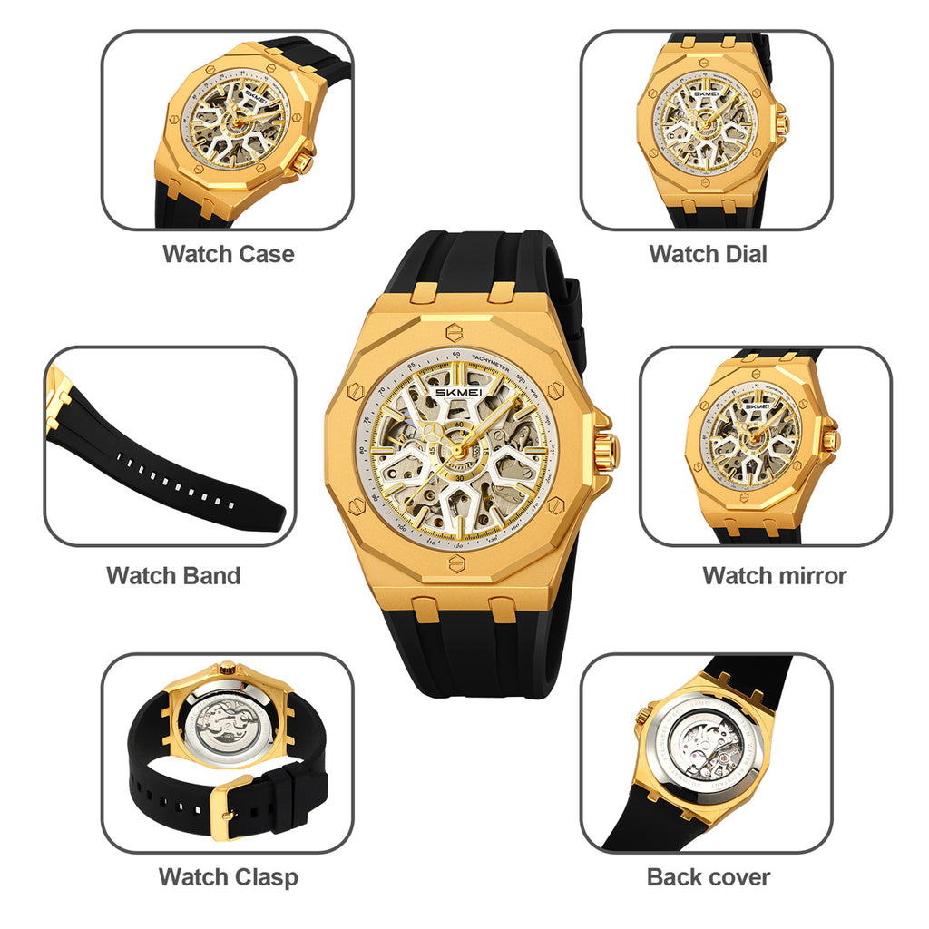 SKMEI M036 case dial strap clasp and caseback details