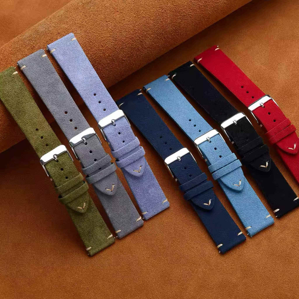 Aibangjia suede leather watch straps showing available color range