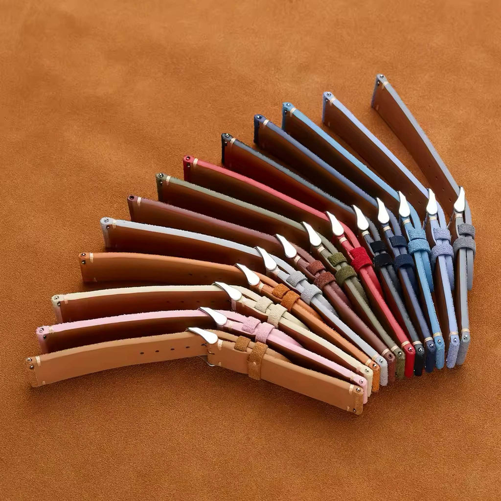 Aibangjia suede leather quick-release watch straps in assorted colors