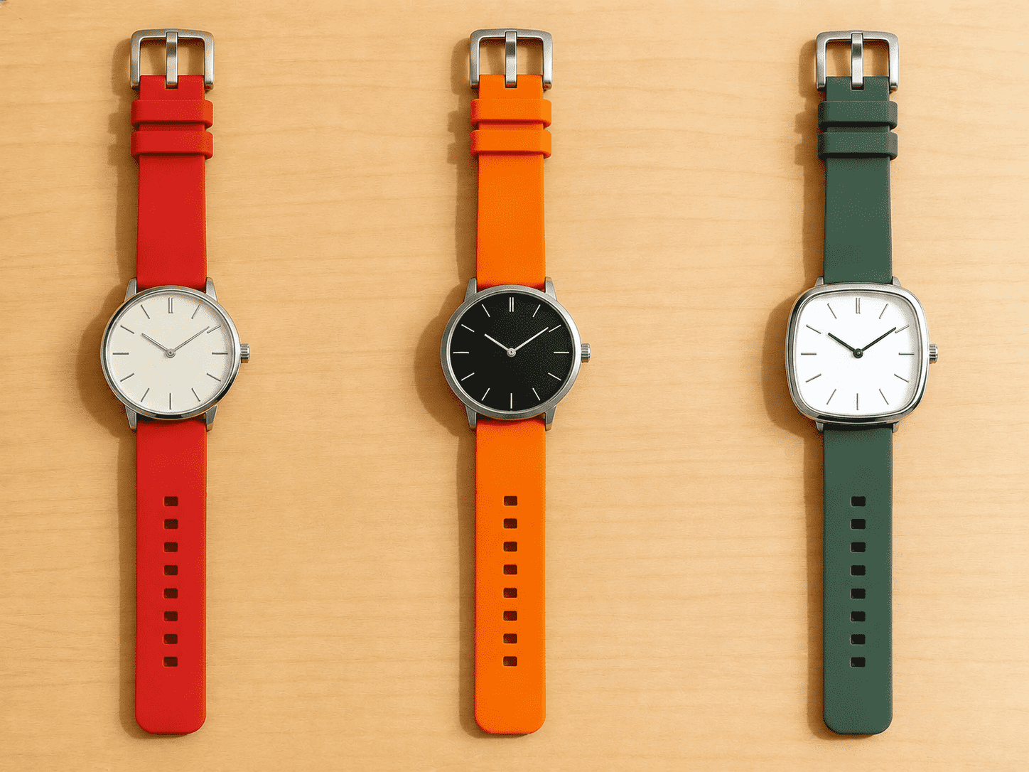 Solid Silicone Quick-Release Watch Strap, 18mm, 20mm & 22mm