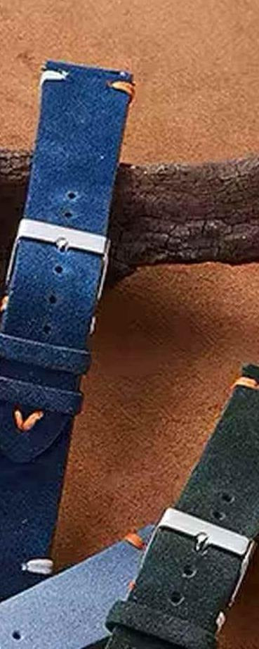 Suede Leather Watch Strap - Navy Blue