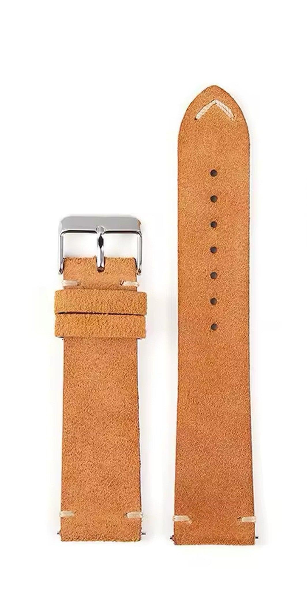 Suede Leather Watch Strap - Yellow Brown