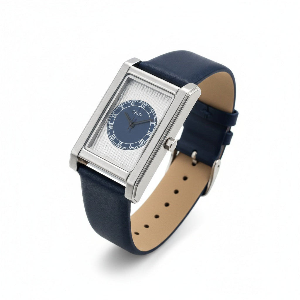 CILOA Square Blue Fashion Quartz Watch, three-quarter angle