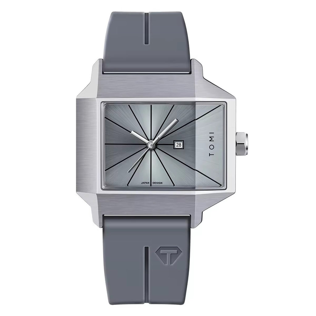 Silver case gray dial