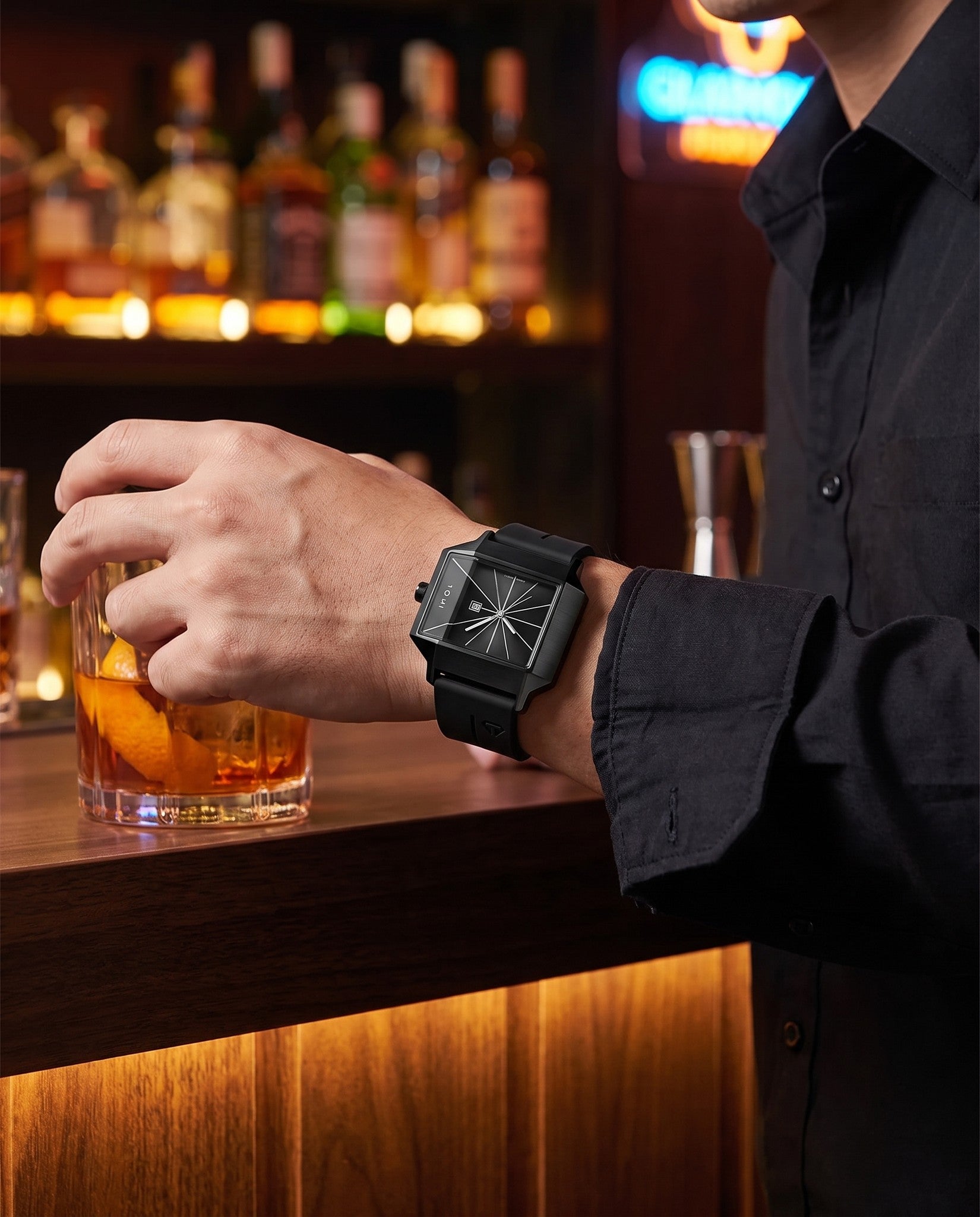 AWC Square Silicone Quartz cocktail bar wrist shot