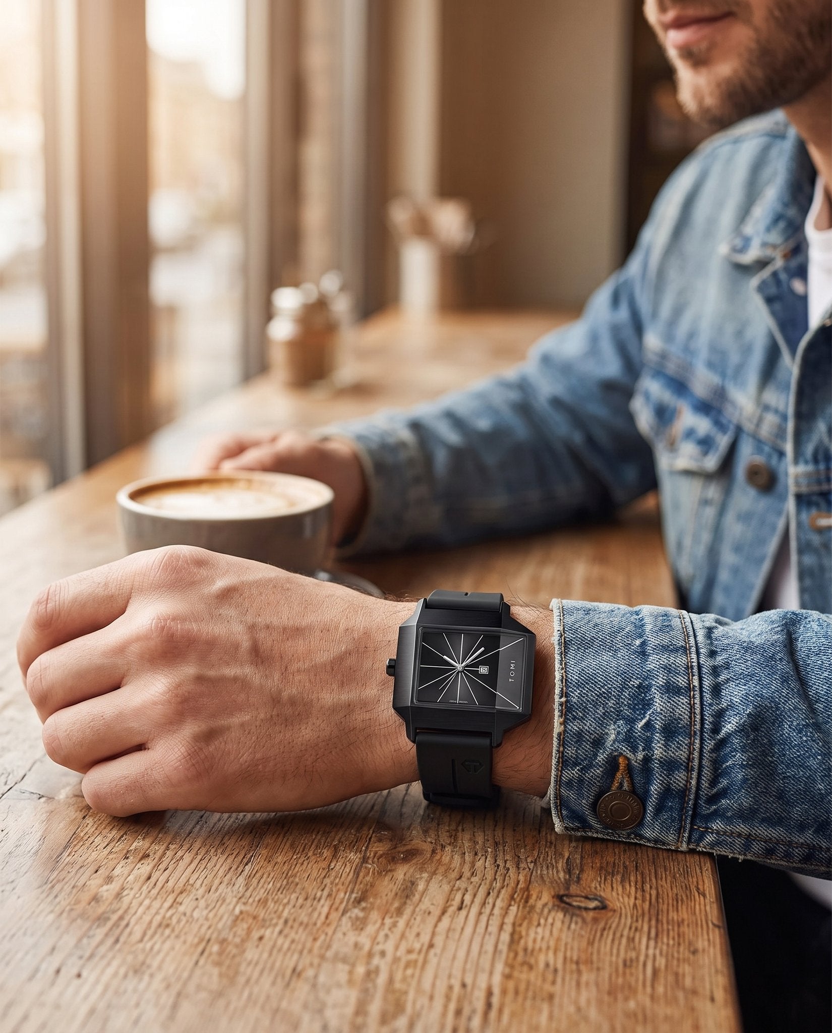 AWC Square Silicone Quartz casual cafe wrist shot
