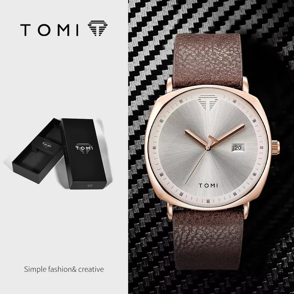 Rose case gray dial brown band