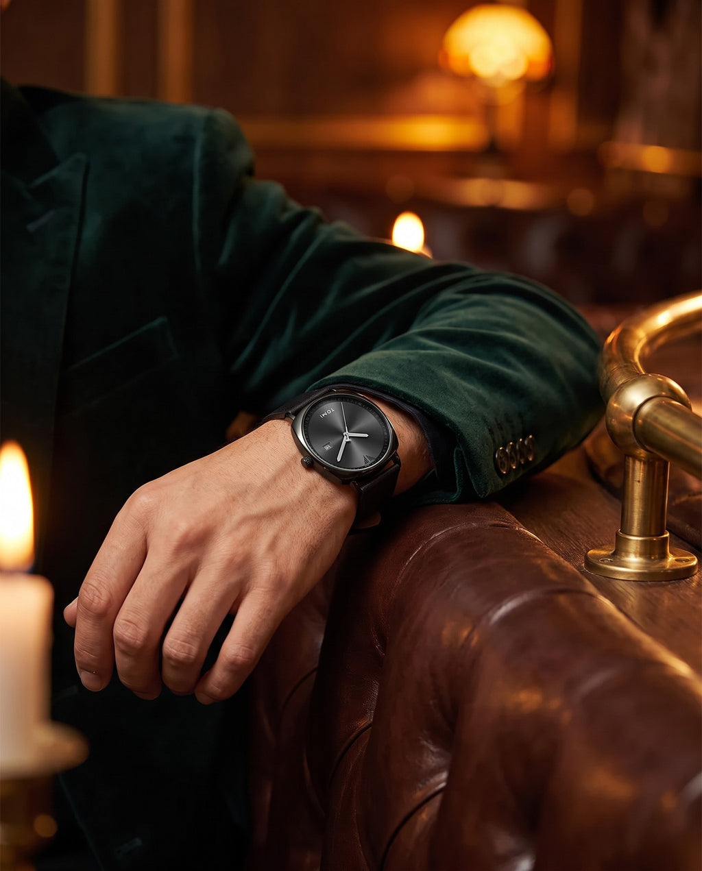 AWC Square PU Strap Quartz evening wrist shot