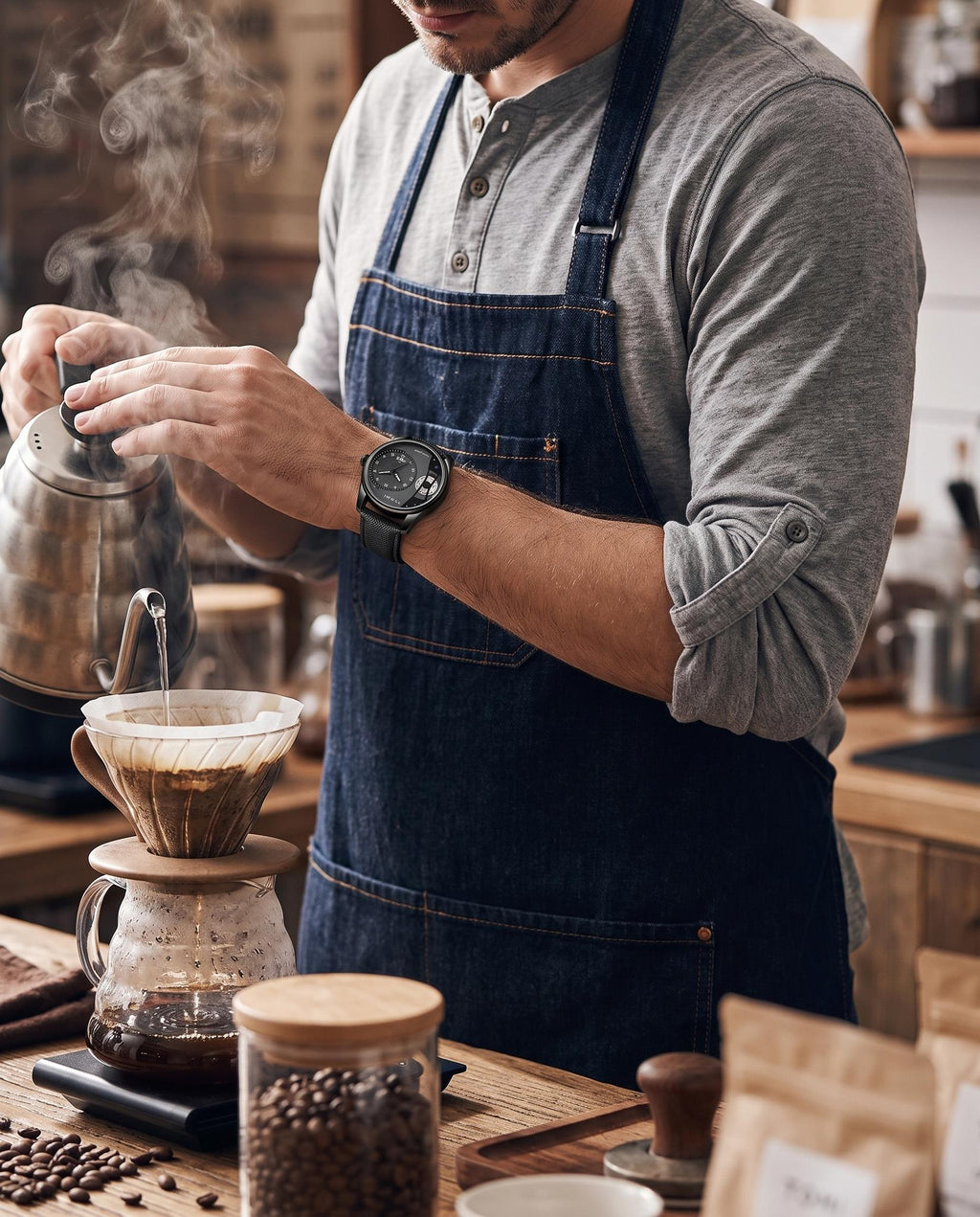 AWC Face Gear Quartz barista pour-over wrist shot