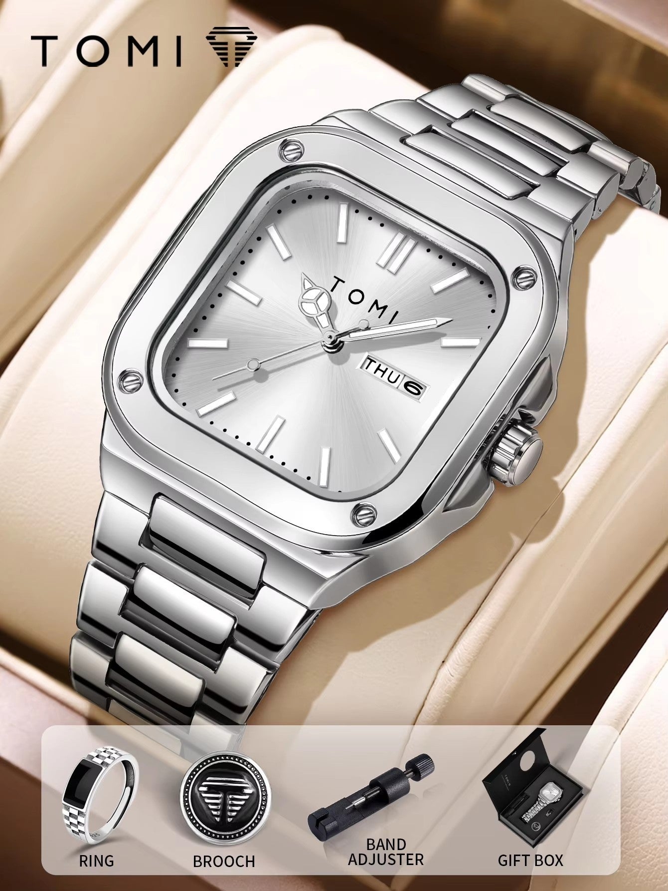 Silver case silver dial silver band
