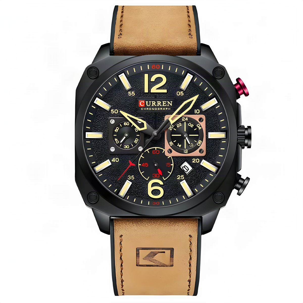 CURREN 8398 chronograph — brown leather