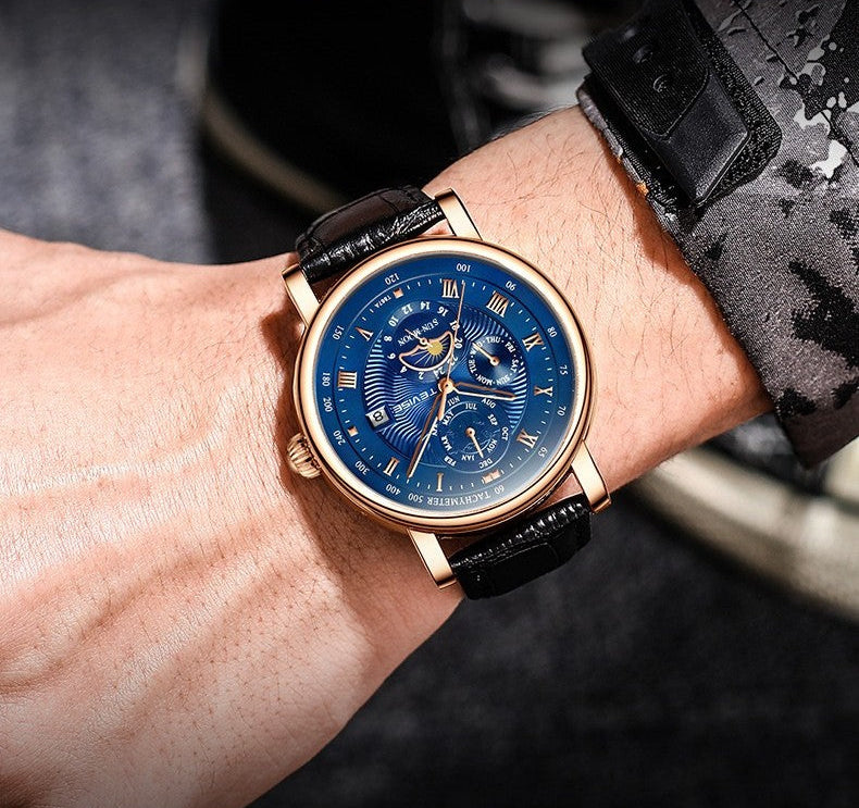 TEVISE 867A shown on wrist in supplier alternate rose-gold blue colorway