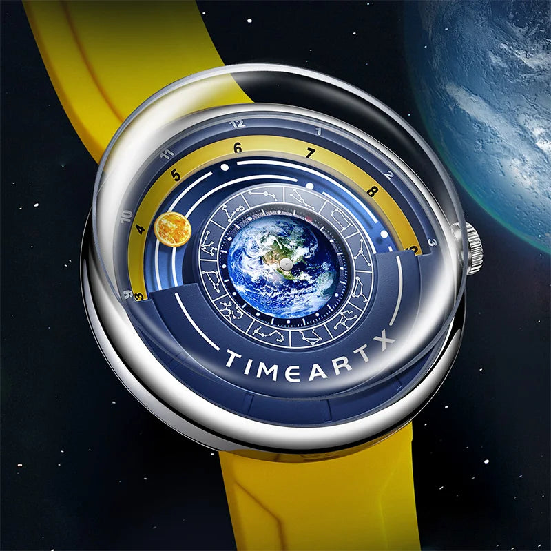 TIMEARTX earth dial quartz watch dial detail