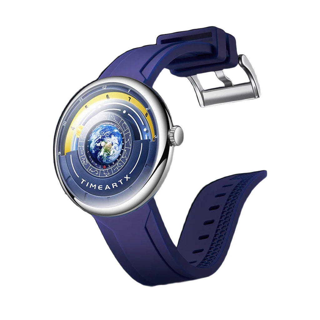 TIMEARTX Earth-Dial quartz watch, blue strap