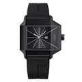 TOMI square silicone quartz watch black case black dial