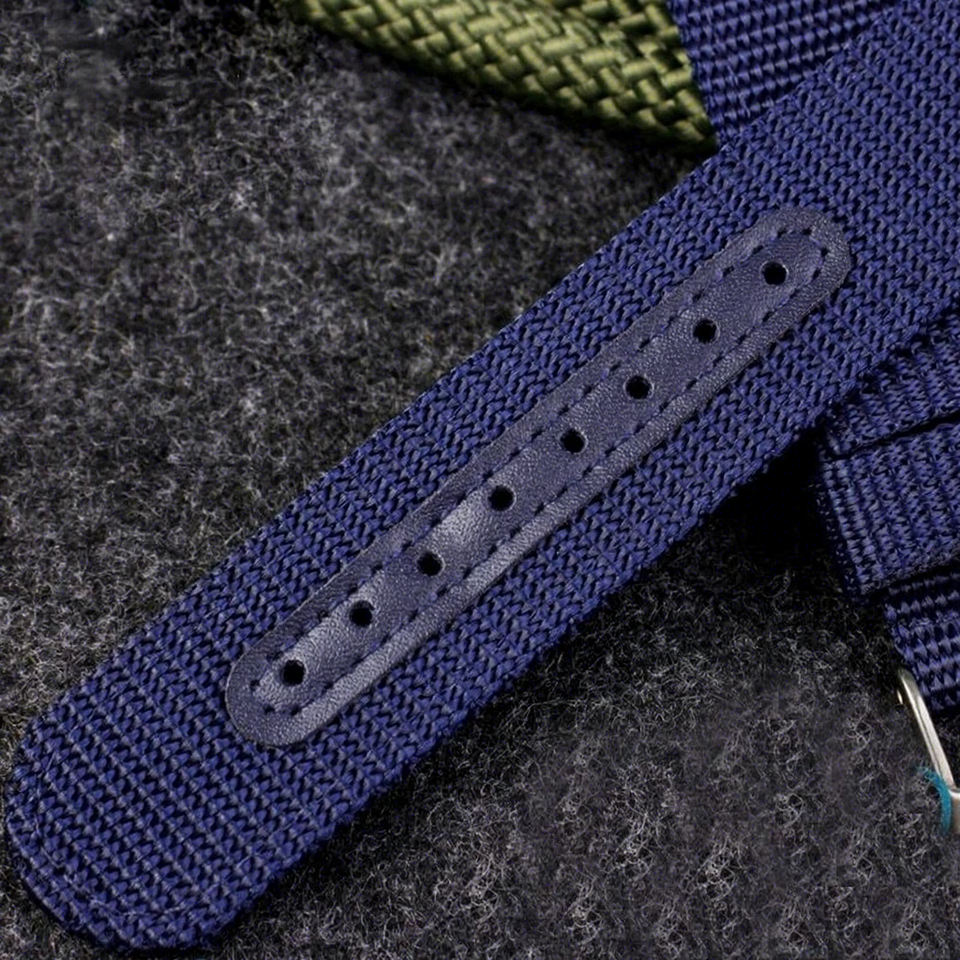 Close-up of UPro Blue ballistic nylon strap adjustment holes