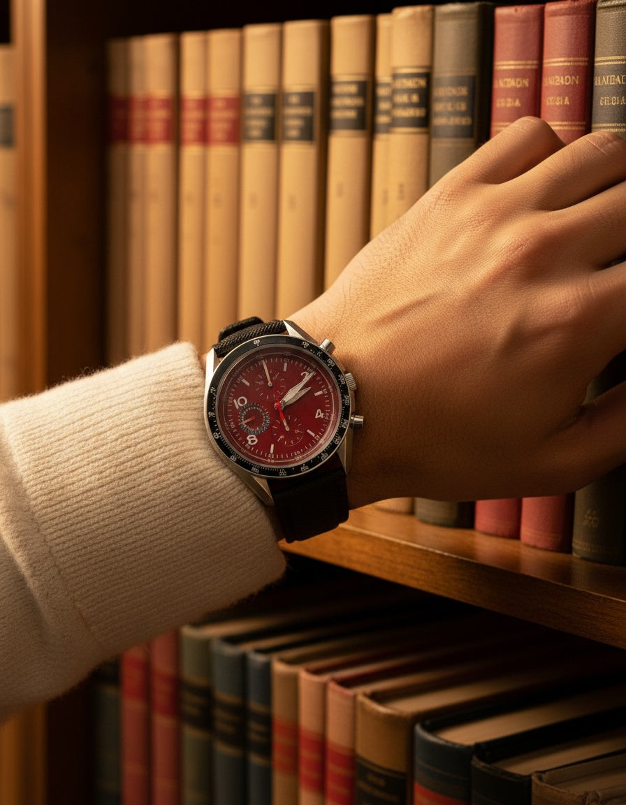 CILOA Red Casual Quartz Watch worn on wrist