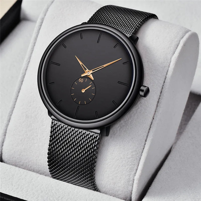 WINDOWSTIME mesh watch in gift box, gold accents