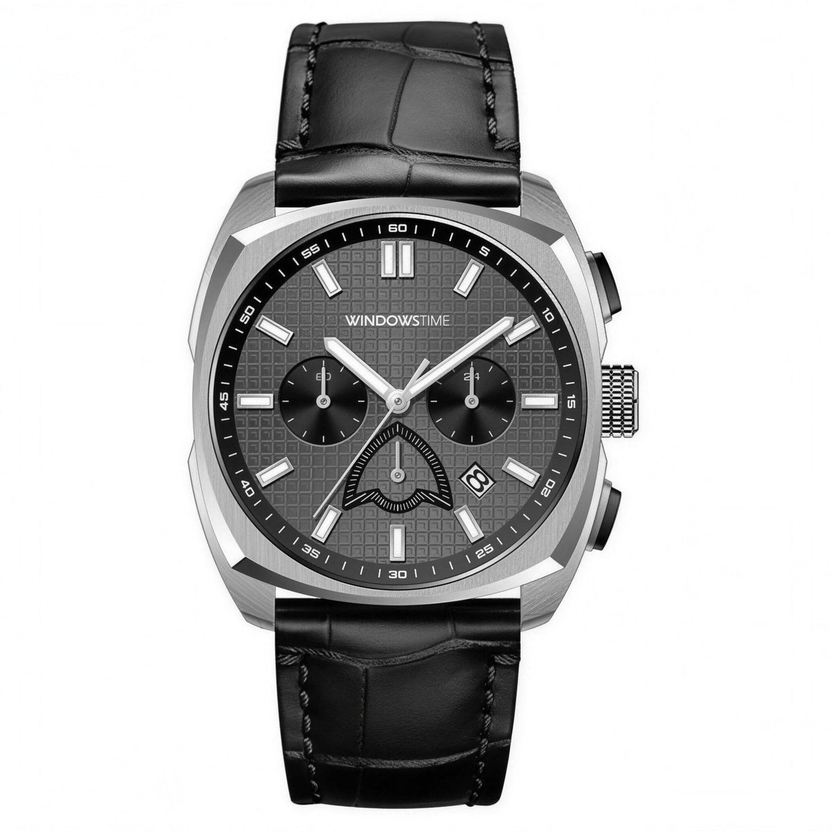 WINDOWSTIME chronograph watch, grey dial, steel case and bracelet