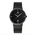 WWOOR 8018 ultra-thin quartz watch, all black, steel mesh bracelet