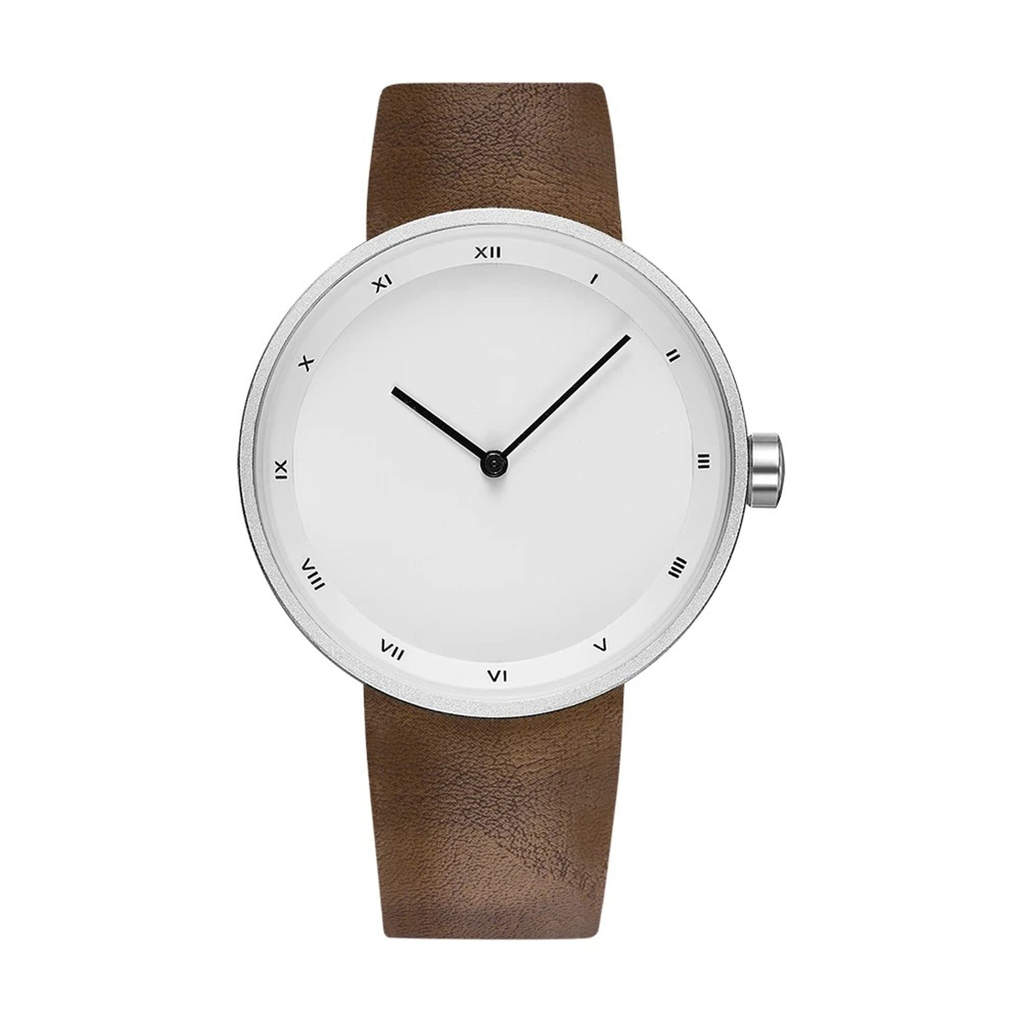 YAZOLE Roman numeral white dial brown strap watch