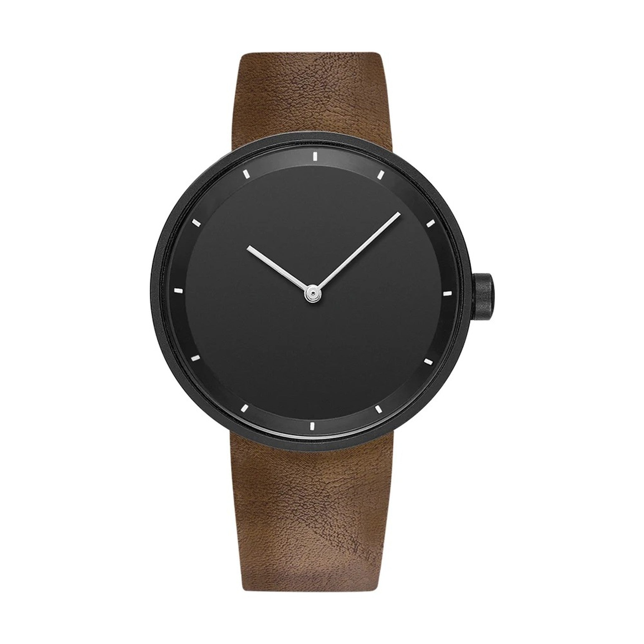 YAZOLE baton marker black dial brown strap watch