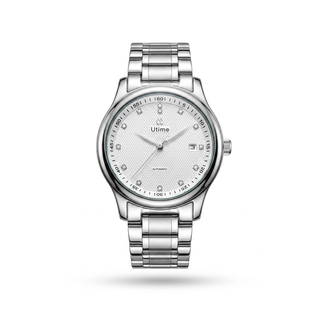 YONGHONG U0018G white-dial automatic dress watch with authentic Utime dial branding on white background