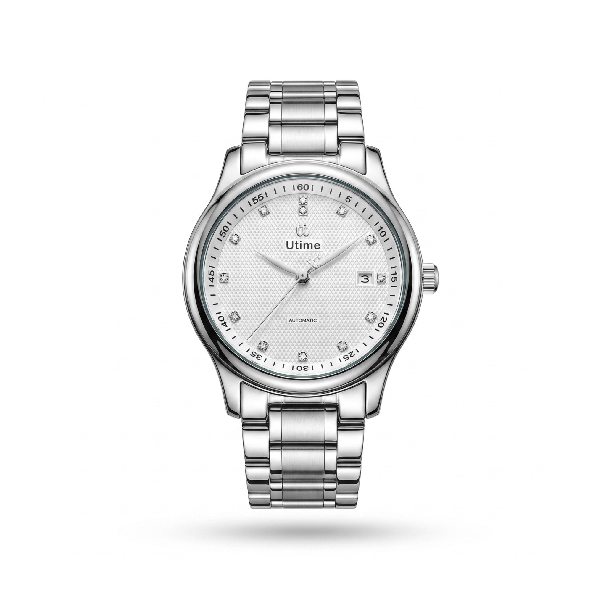 YONGHONG U0018G white-dial automatic dress watch with authentic Utime dial branding on white background