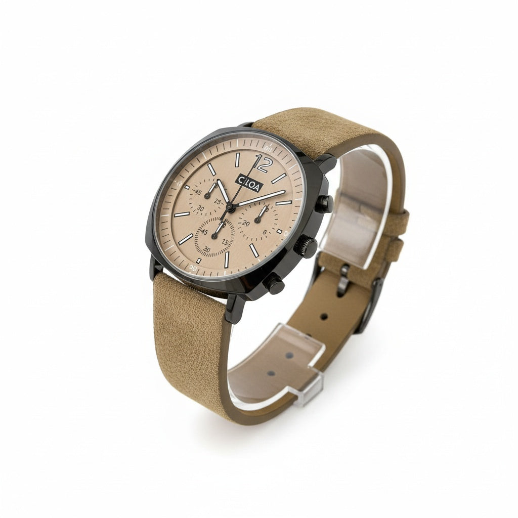 CILOA Large Dial Luxury Quartz Watch, three-quarter angle
